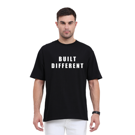 🎯 BUILT DIFFERENT Black Oversized Tee